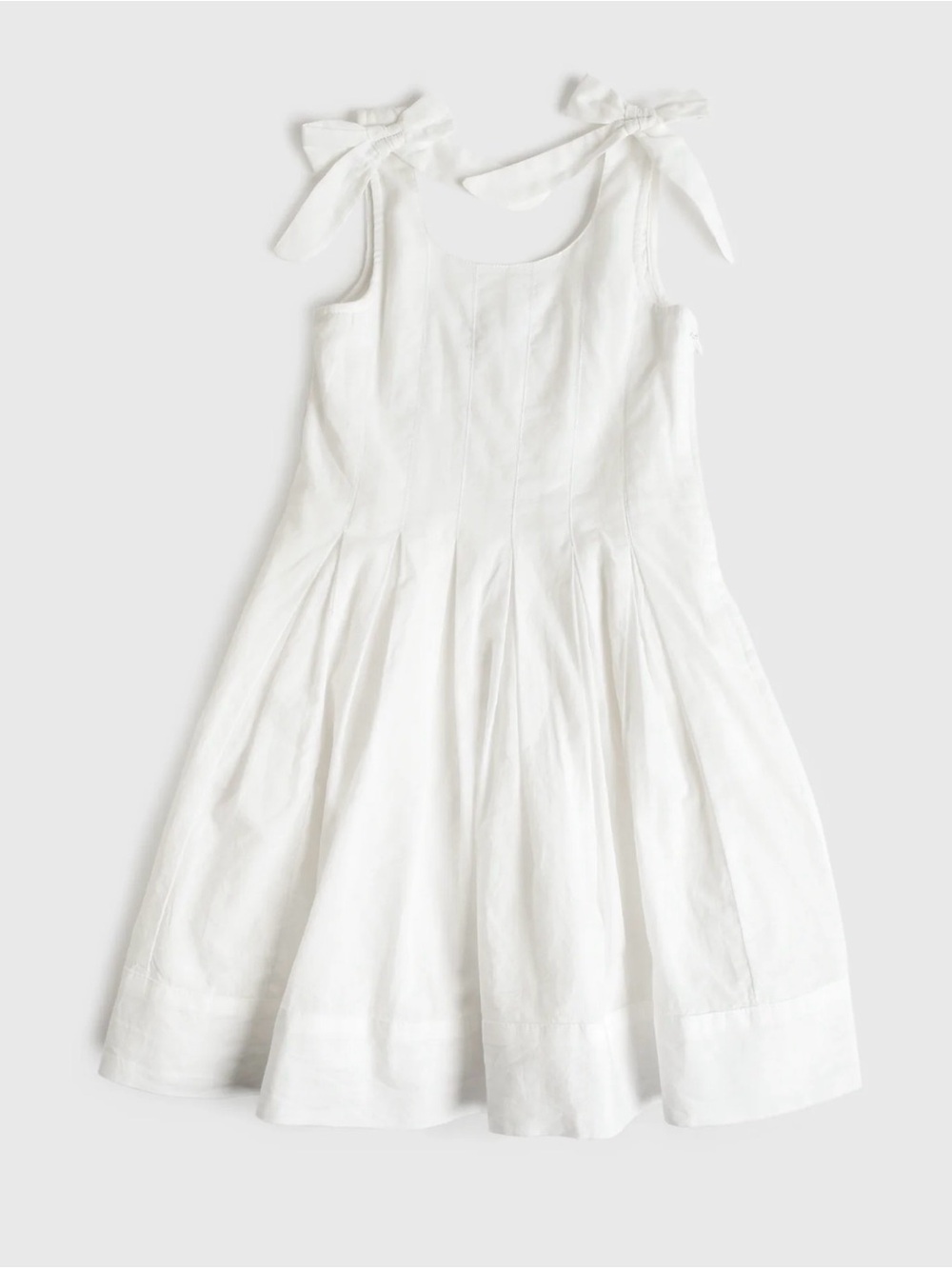 Beach Riot White Tie-Shoulder Pleated Girls' Dress